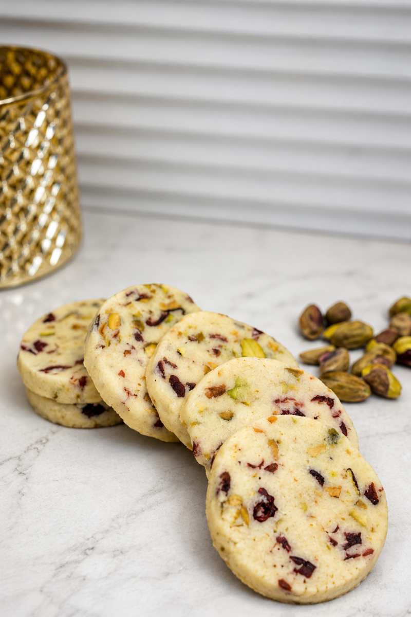 Pistachio Cranberry Shortbread Cookies Recipe