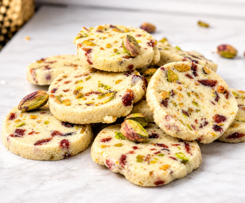 Pistachio Cranberry Shortbread Cookies Recipe